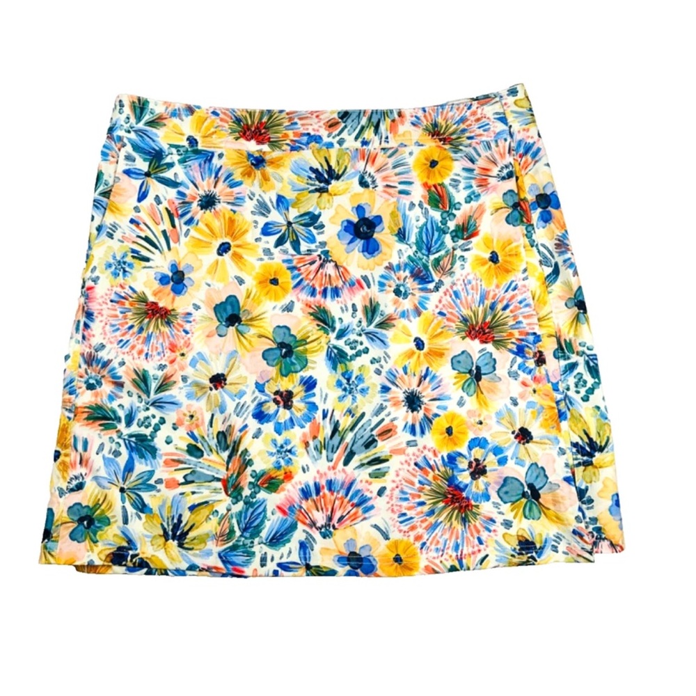 Rip Skirt Hawaii Tropical Floral Print Wrap Mini Skirt Pockets Beach SZ LG
